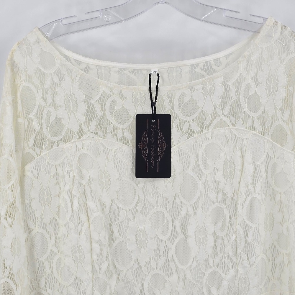 NWT Pinup Fashion Dress Womens 18W Lace Ivory 3/4 Sleeve Side Zip Wedding - Picture 6 of 13